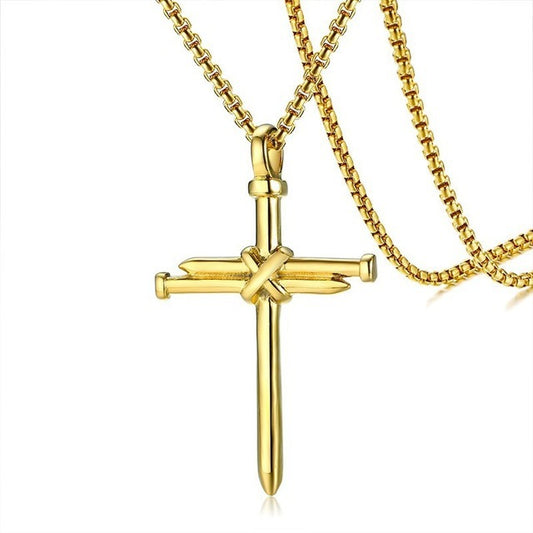 Harajuku Punk Titanium Steel Cross Pendant Necklace for Men