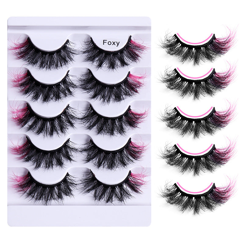 5 Pairs of Playful Colorful False Eyelashes - Multi Layered Mink-like