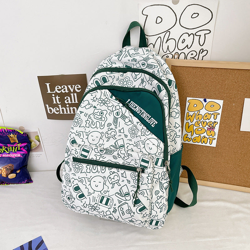 Harajuku Style Girl Student Backpack with Graffiti Design