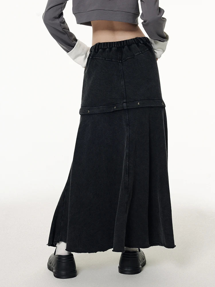 Y2K Vintage Black Denim Pocket Skirt for Women