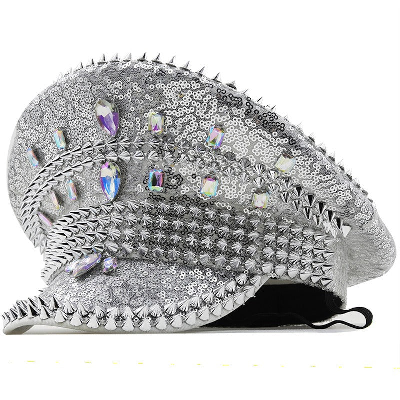 Playful Silver Sequin Wedding Hat - Harajuku Style
