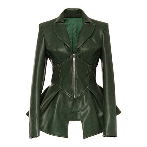 Harajuku Style Black Gothic Faux Leather Jacket for Women