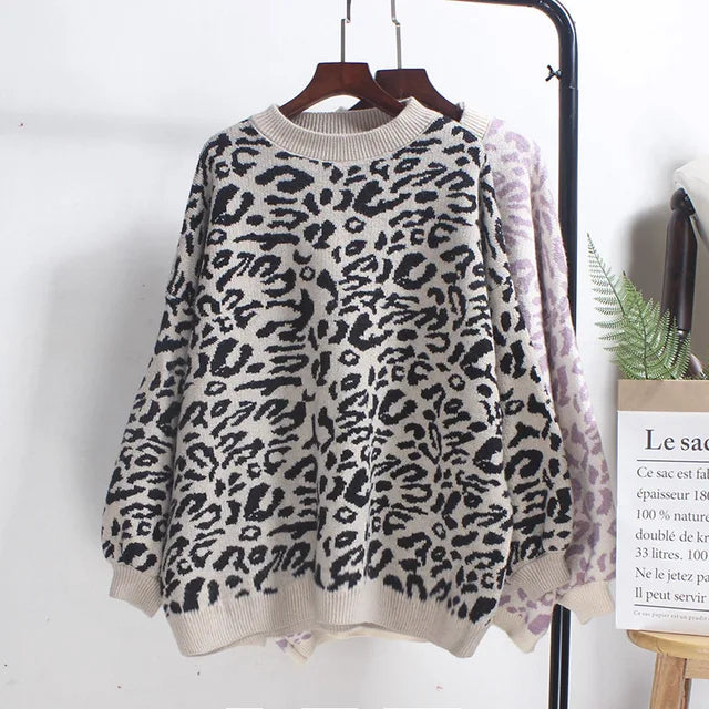 Women's Leopard Oversized Sweater - Harajuku Style