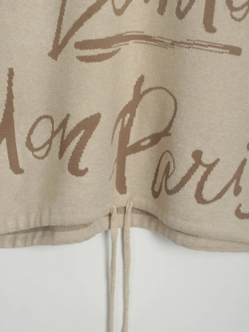 Drawstring Hem Letter Pattern Sweater