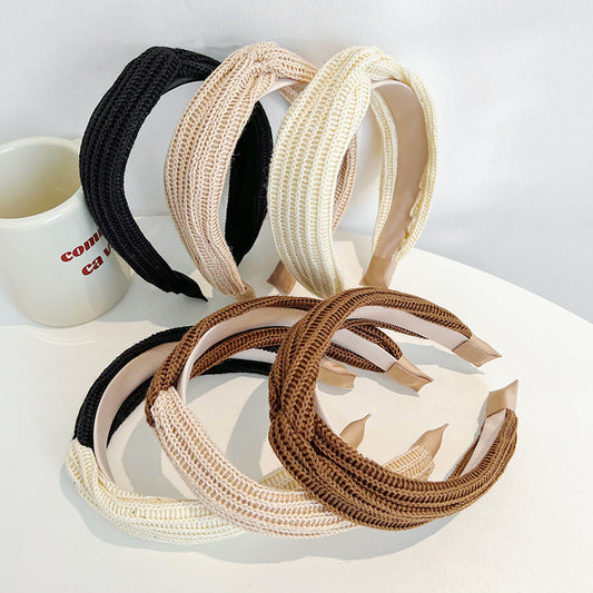 New Wool Knitting Wide Version Cross High Skull Top Face Headband R553