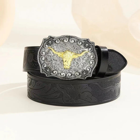 Harajuku Style Cowboy Belt with Bull Head Buckle