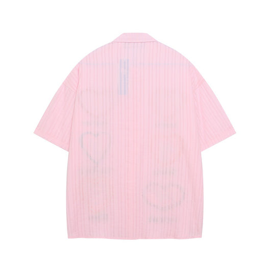 Cartoon Dog Embroidered Short Sleeve Shirt for Men