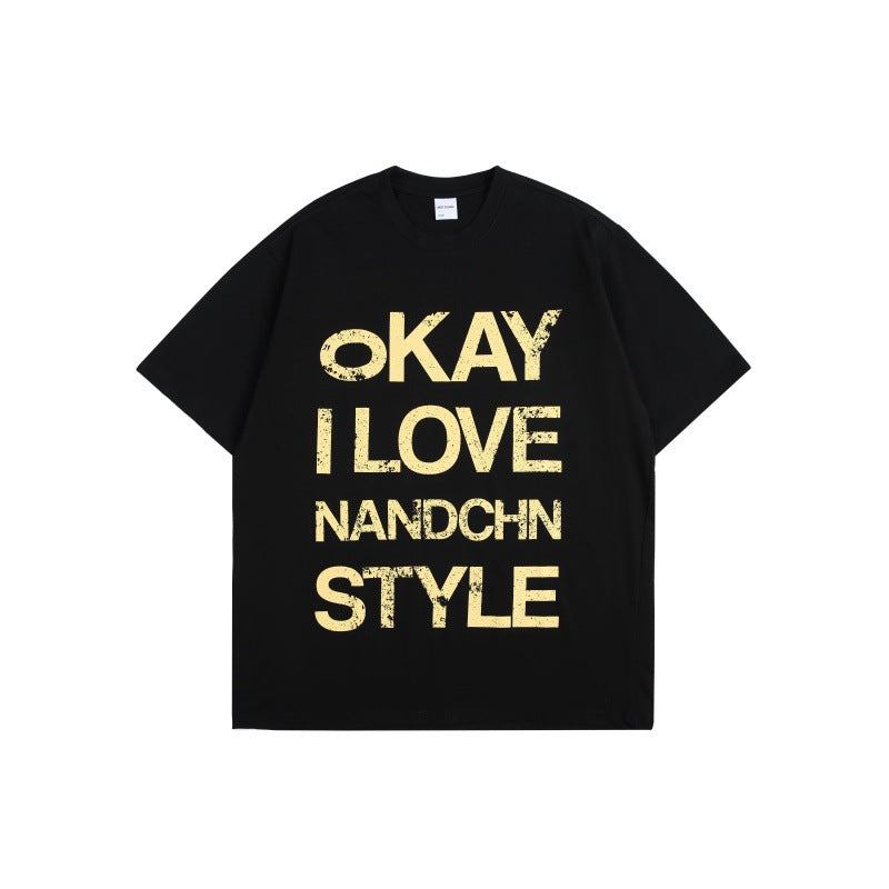 Harajuku Style Loose Fit Letter Printed Short Sleeve Tee