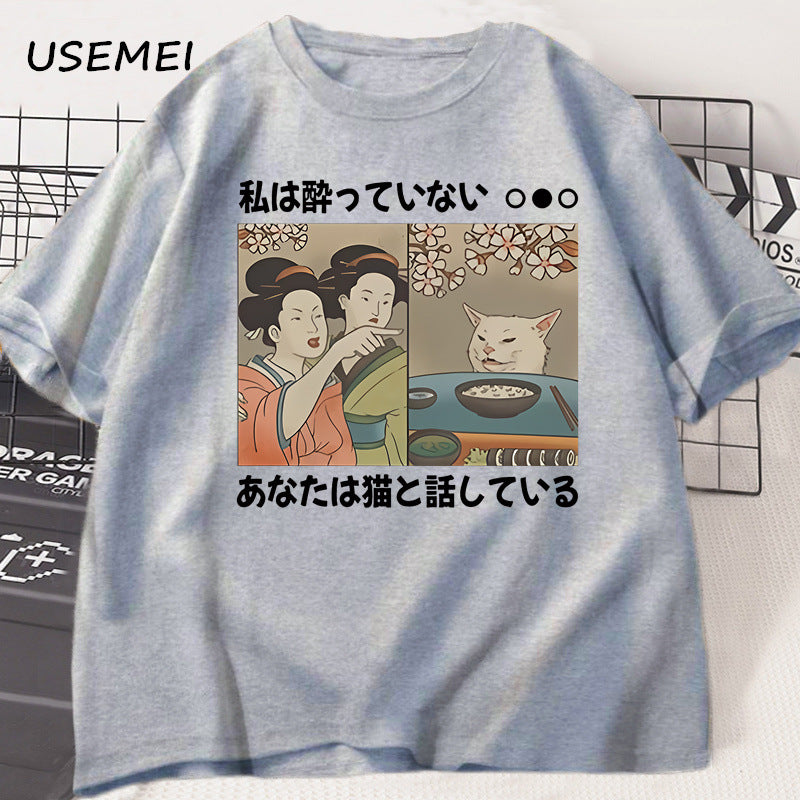 Harajuku Style Cartoon Cat T-Shirts – Kawaii Summer Fashion