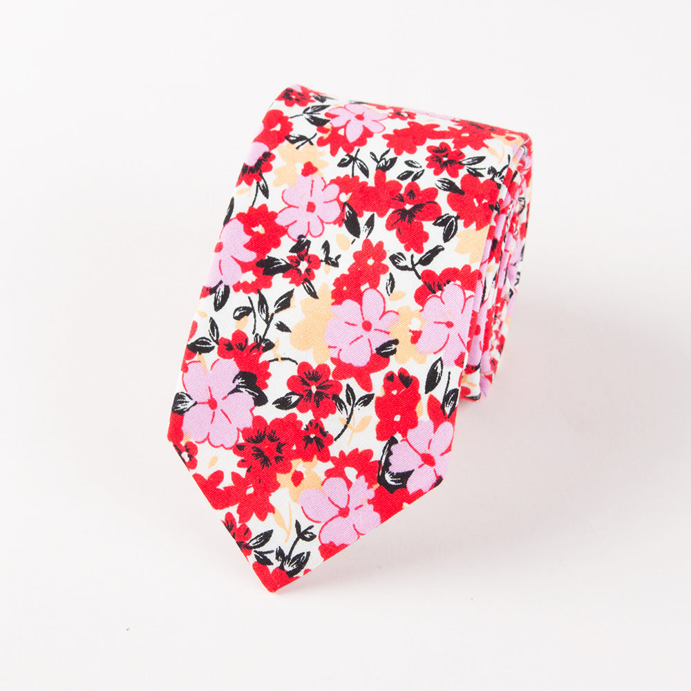 Men's Cotton Floral Print Wedding Tie