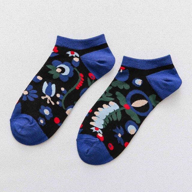 Playful Harajuku Men's Cotton Ankle Socks - Funny Animal & Fruit Designs
