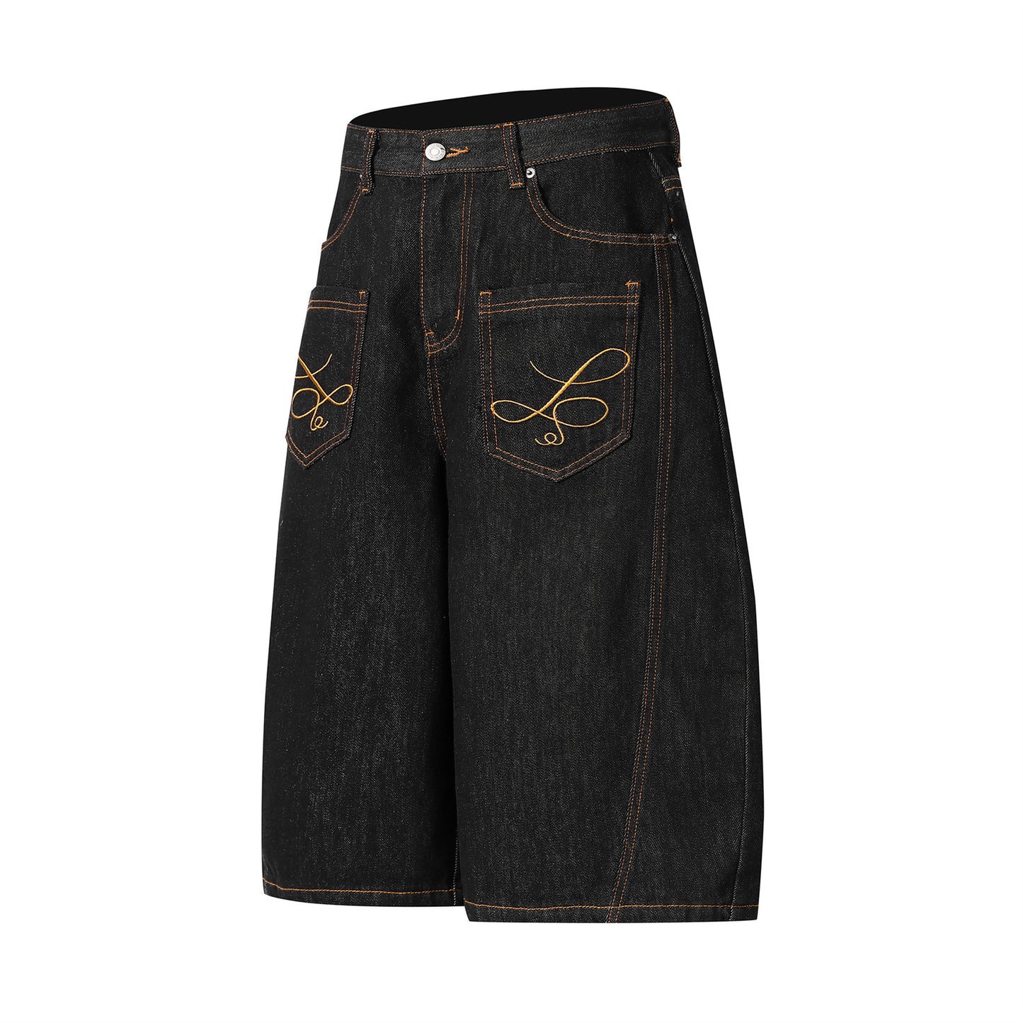 Street Original Denim Embroidered Curved Knife Pants
