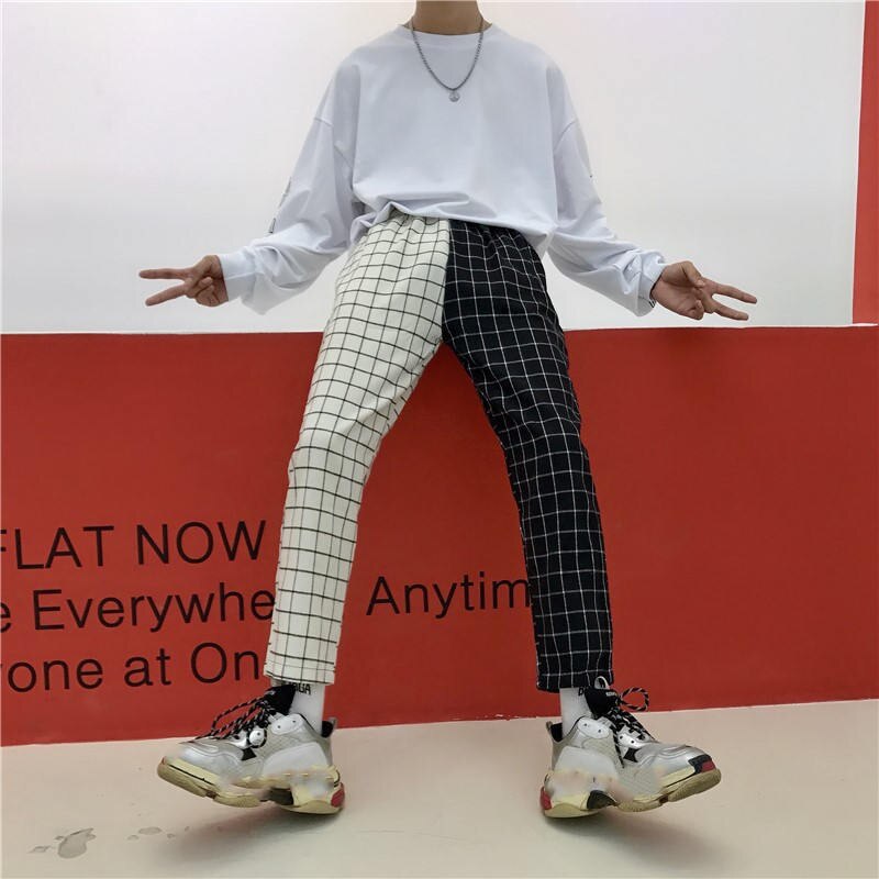Vintage Plaid Patchwork Pants