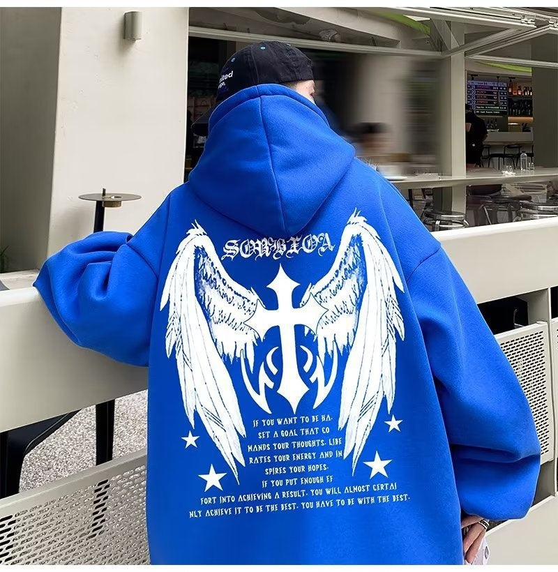 Men's Harajuku Cross Wings Casual Hoodie Jacket