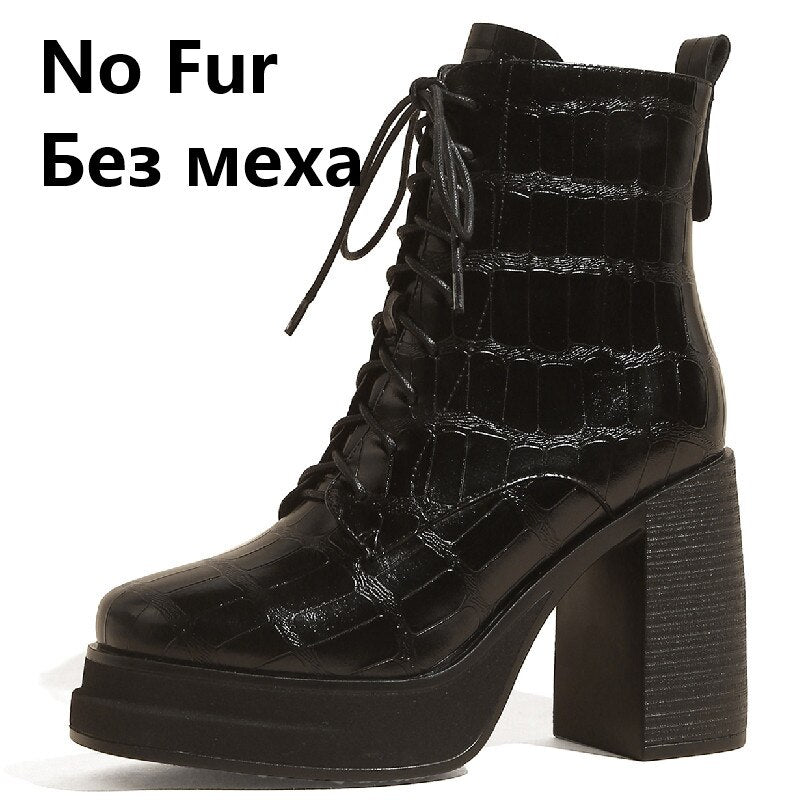 Women Ankle Boots Retro Fashion Office Chunky Heels