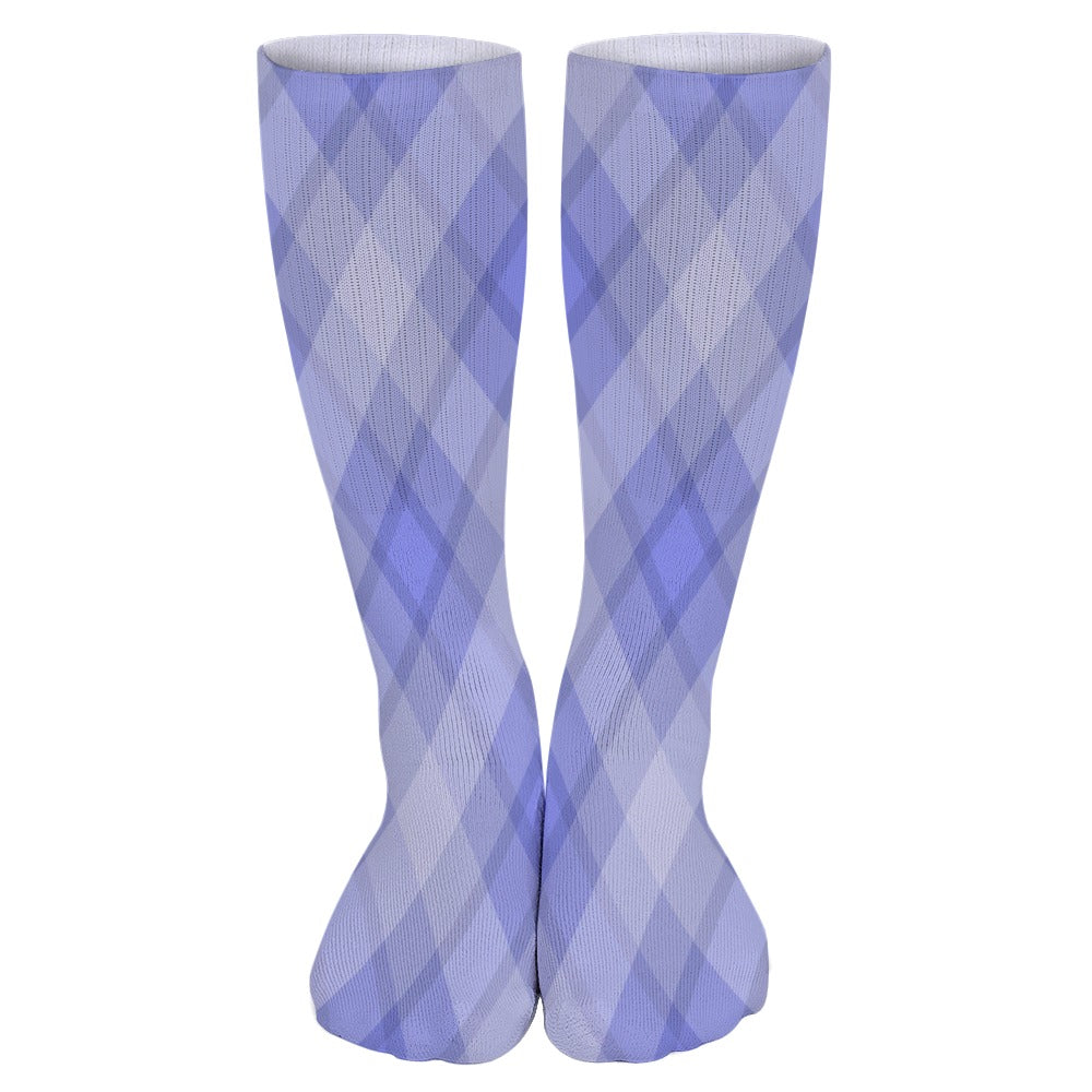 Light Blue Plaid Breathable Socks