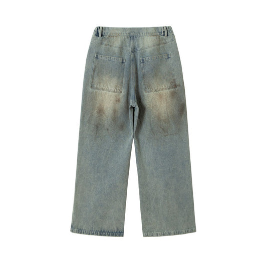 Vintage Distressed Splashed Ink Ripped Jeans