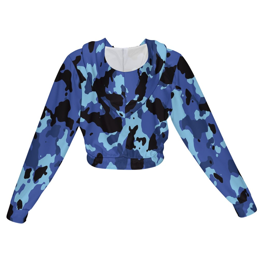 Blue Camo Women's Chiffon Cropped Jacket