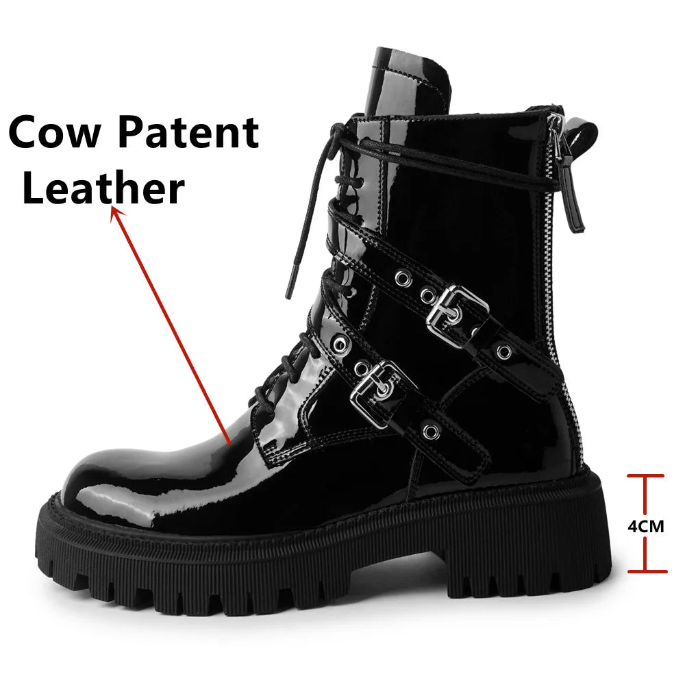 Harajuku Style Genuine Leather Ankle Boots for Women