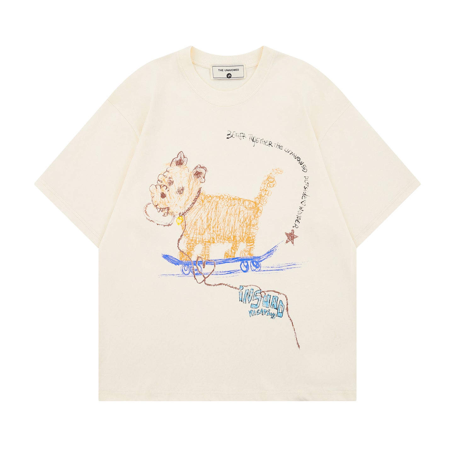 Playful Hand Drawn Dog Print T-Shirt