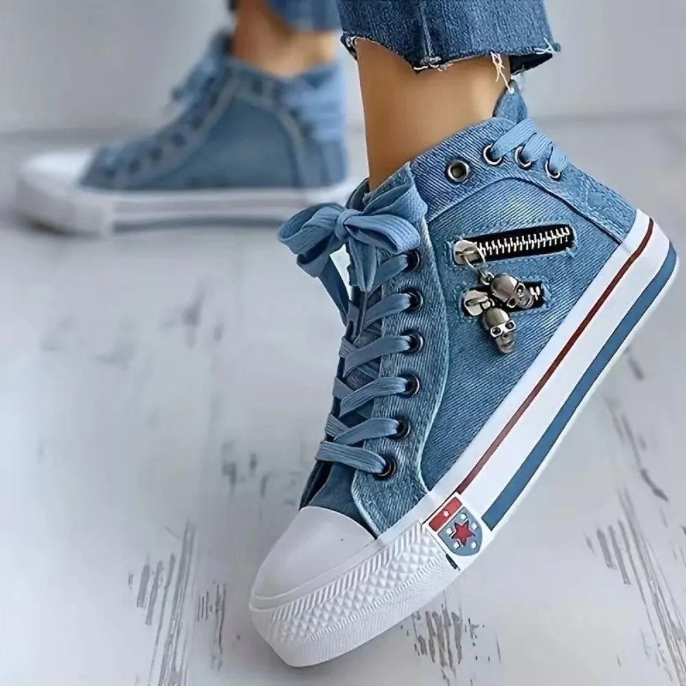 Harajuku High Top Lace-Up Denim Shoes