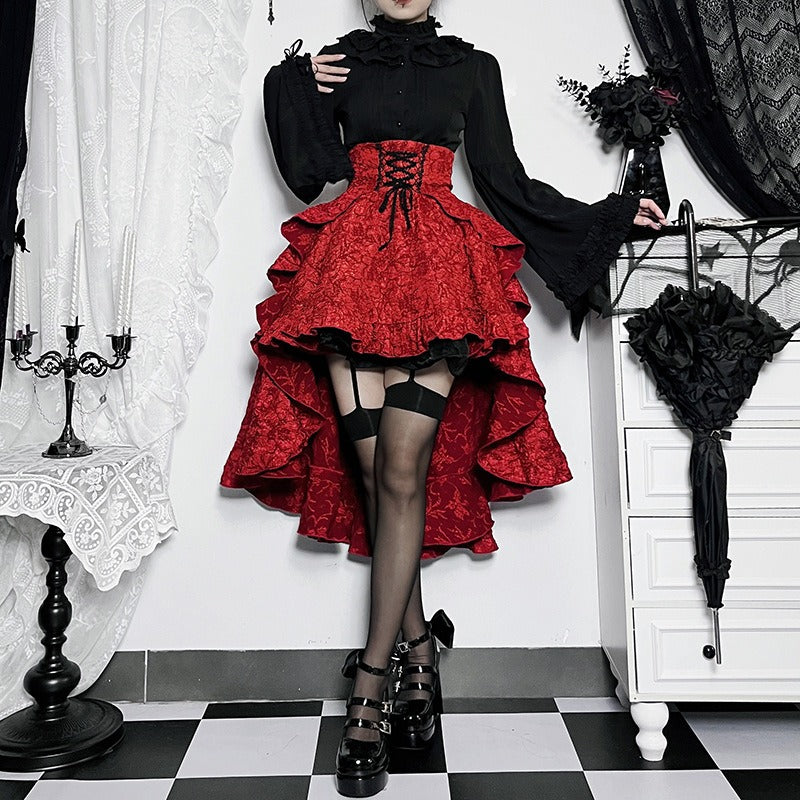 Chic Spliced Hip-Hugging Skirt for Women - Slimming High Waist with Straps and Trail