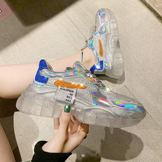 Crystal Sneakers Women Flats Shoes - Dazzle Jelly Casual Footwear