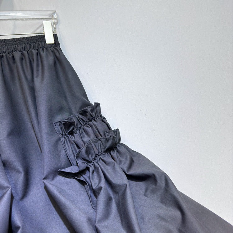 Playful Ruffle Edge Black Irregular Skirt