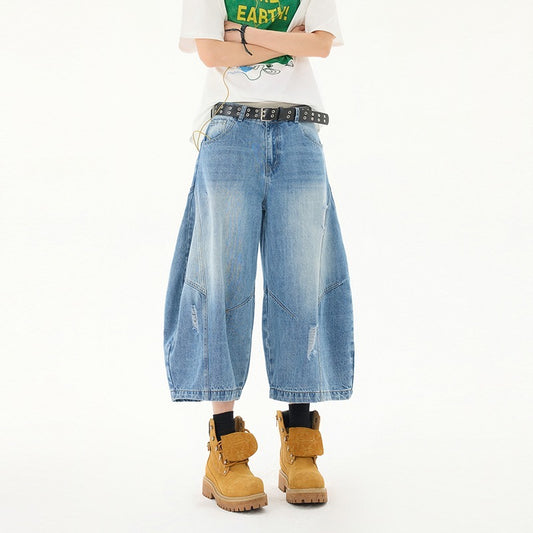 Vintage Blue Wide Leg Jeans - Harajuku Style