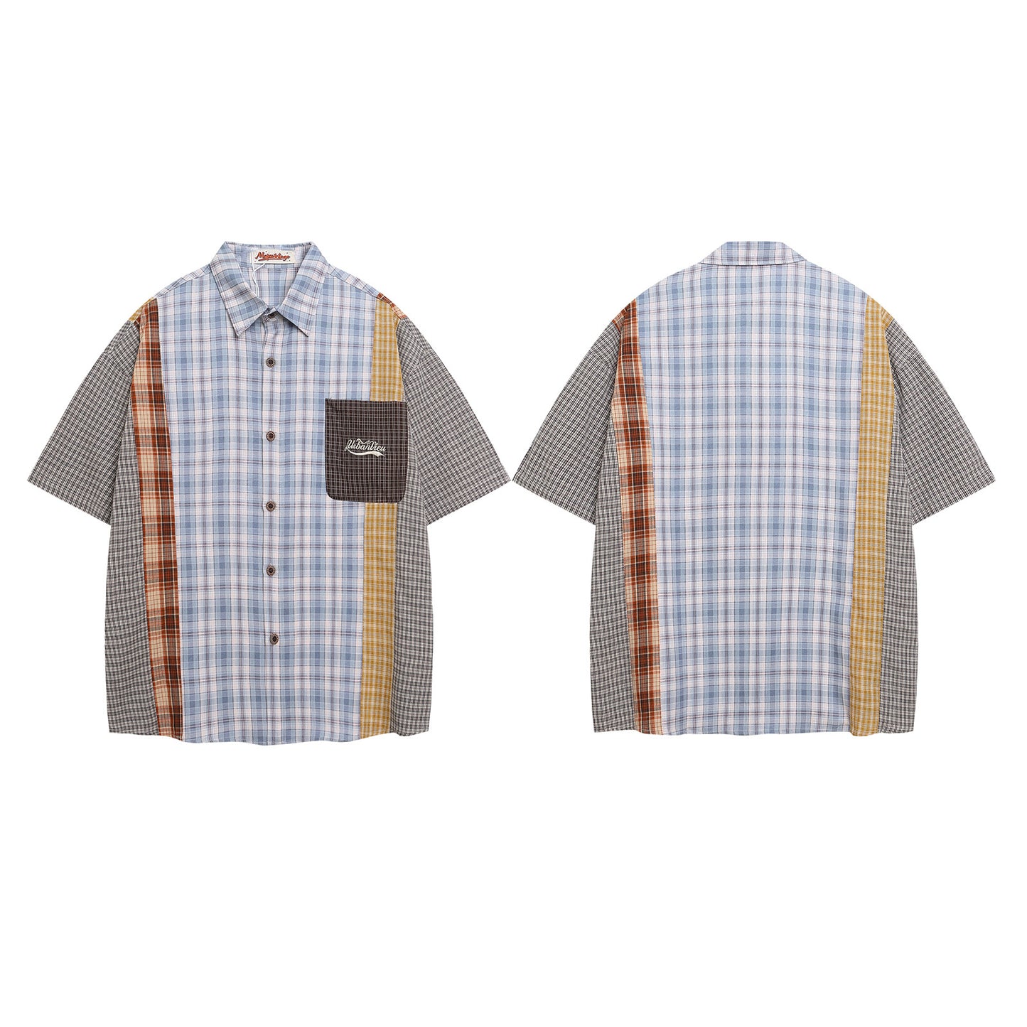 Summer Color Block Short Sleeve Shirt