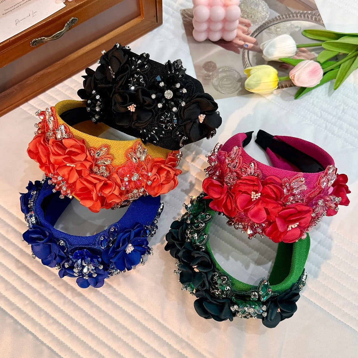 Oversized Crystal Headband in Solid Colors