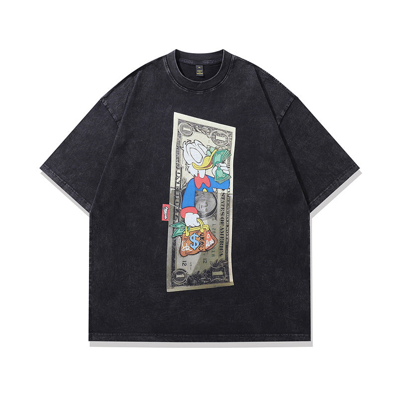 Harajuku Style Printed Heavyweight Cotton Short Sleeve T-Shirt