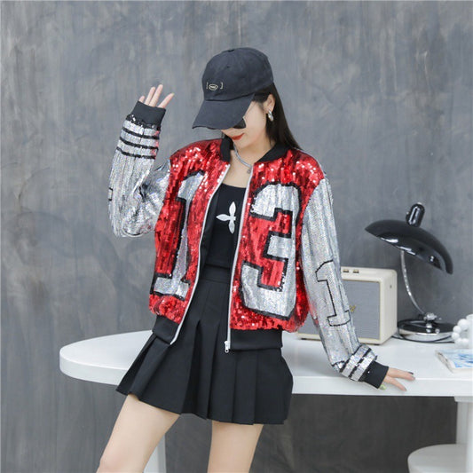 Harajuku Sequin Baseball Jacket