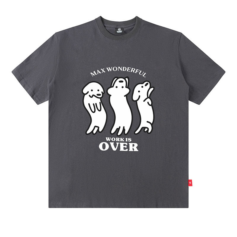 Oversized Cotton T-Shirt with Playful Sausage Dog Print