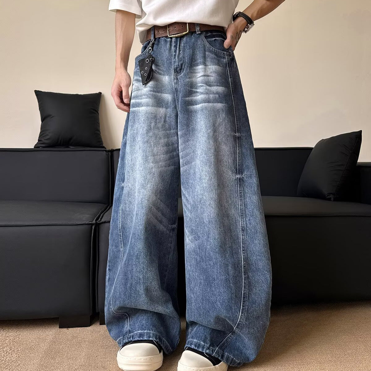 Bent Knife Cowboy Men's Wide Legs Casual Pants