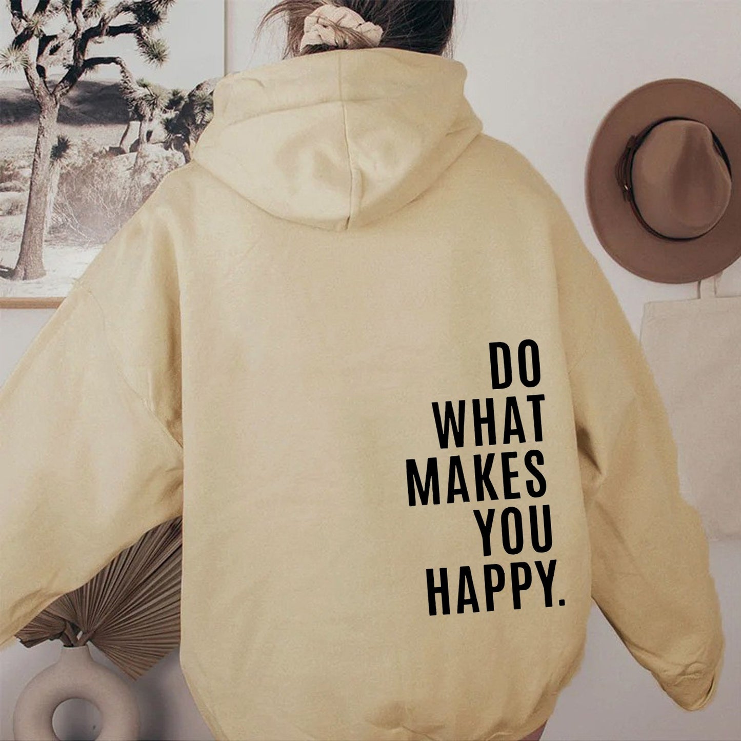 Do What Makes You Happy Dropped Shoulder Hoodie