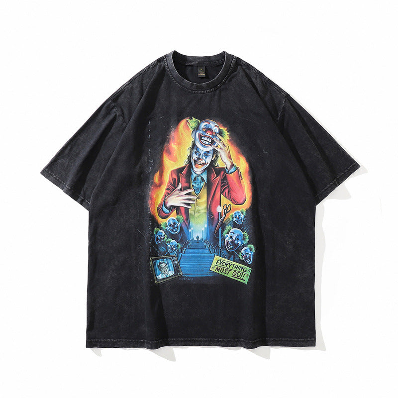 Harajuku Skull Print Short Sleeve T-Shirt for Men