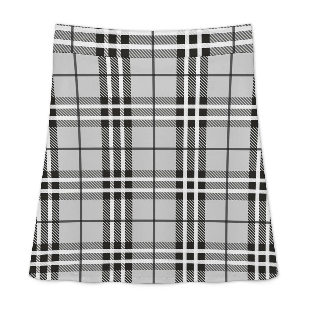 Black and White Plaid Zipper Skirt for Women