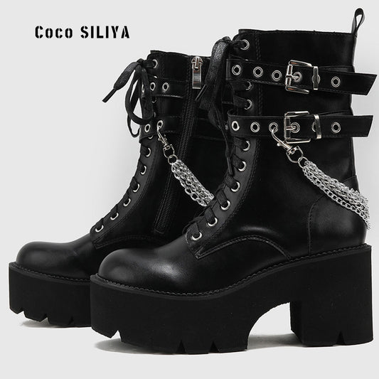 Harajuku Style Thick Heel Muffin Martin Boots