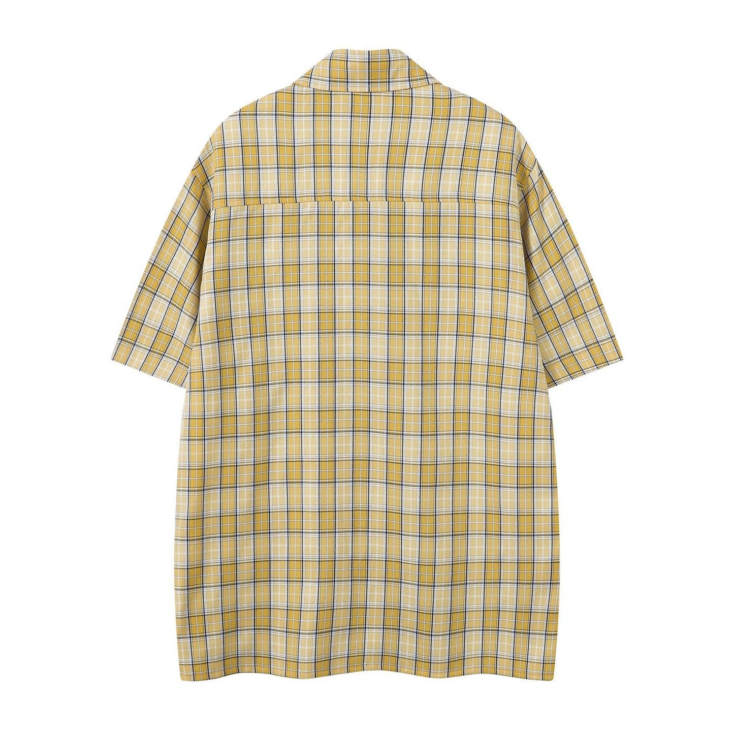 Harajuku Plaid Collar Tie Short Sleeve Shirt Unisex