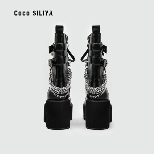 Harajuku Style Thick Heel Muffin  Boots