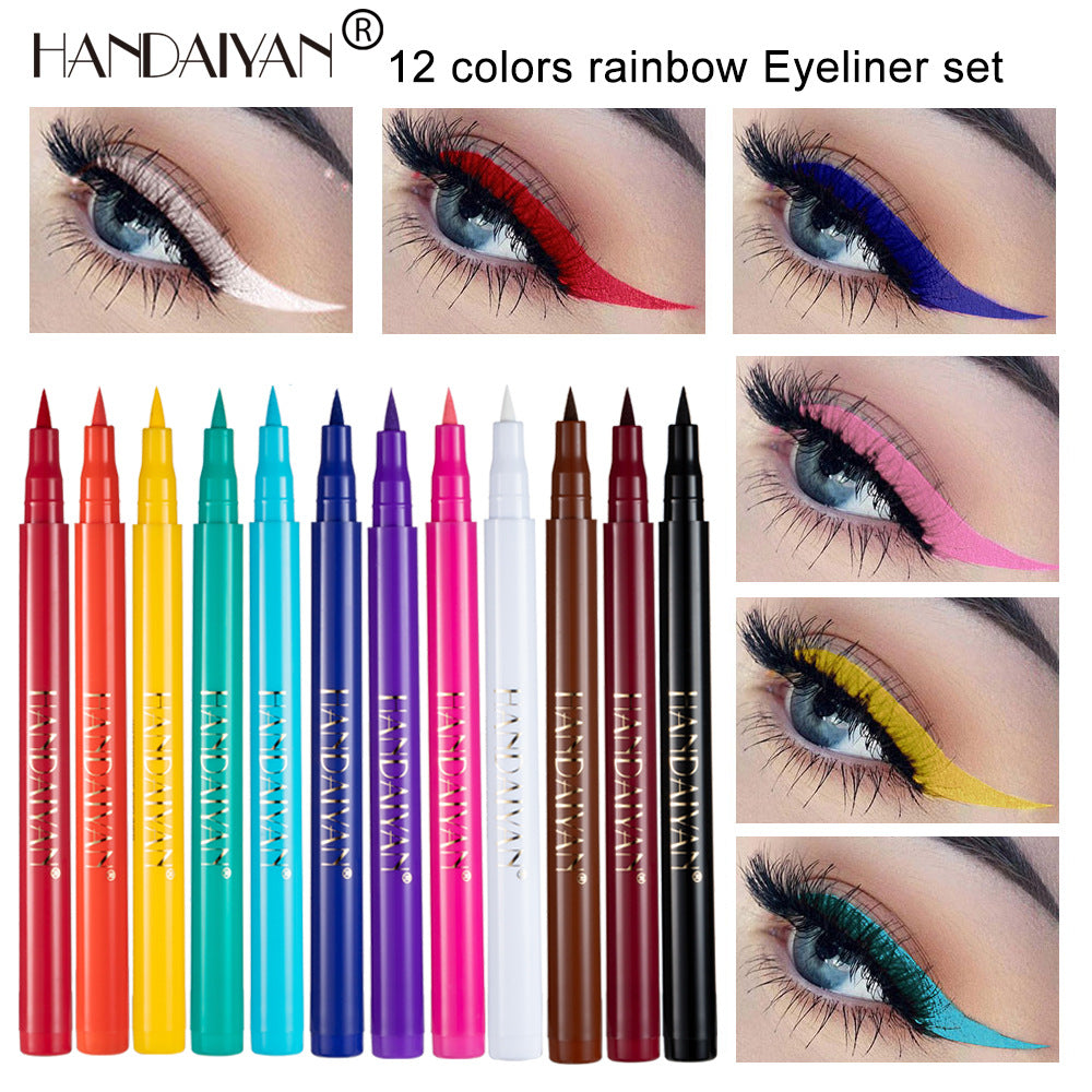 12 Color Matte Eyeliner Set - Quick-Drying & Smudge-Proof