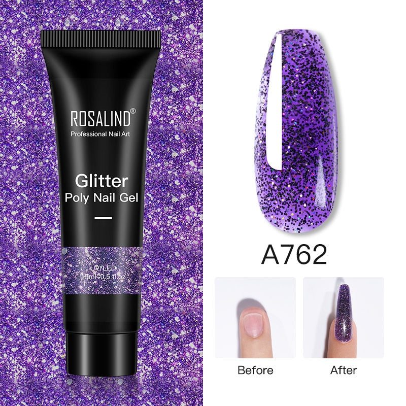 Glitter Poly Nail Gel Extension - 15ml Nail Polish for Manicure