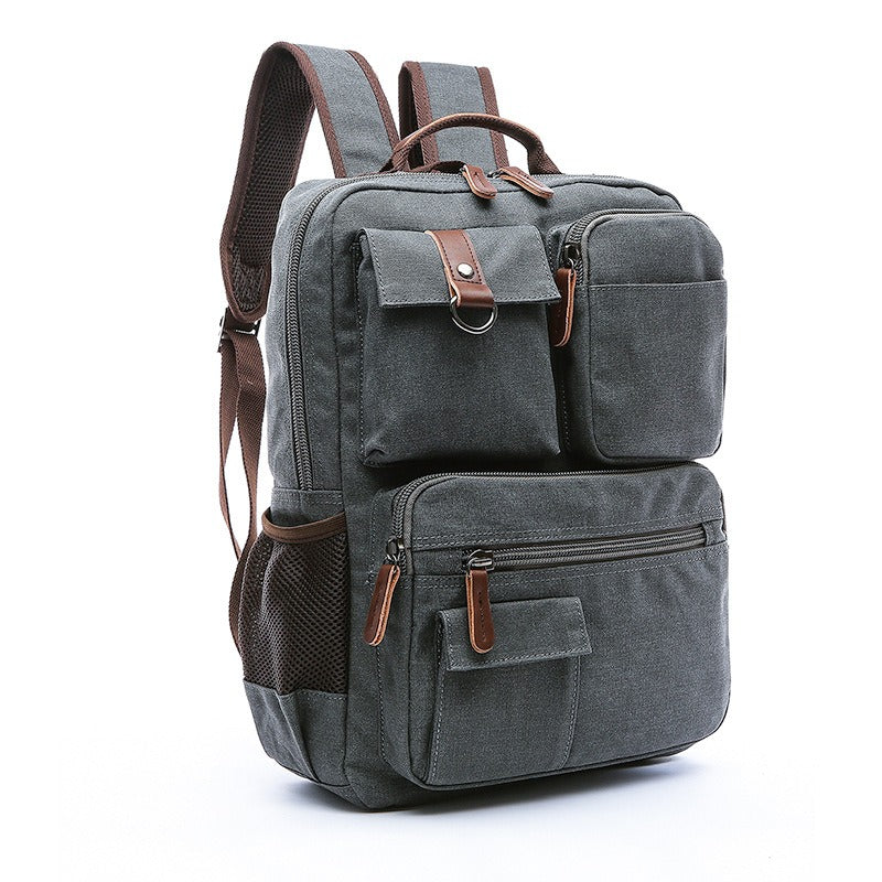 Harajuku Style Waxed Canvas Rolling Backpack