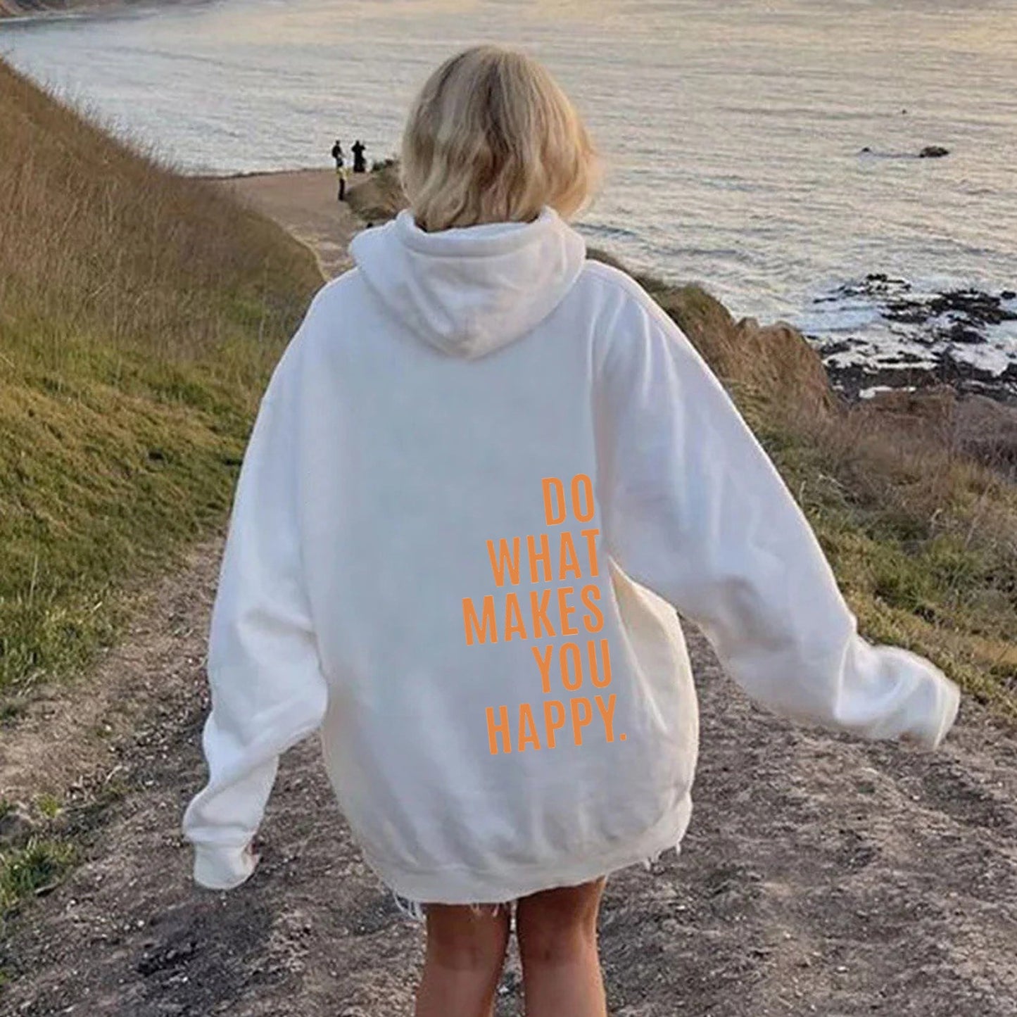 Do What Makes You Happy Dropped Shoulder Hoodie