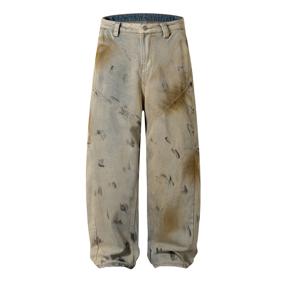 Vintage Dyed Wide-Leg Pants for Men - Harajuku Style