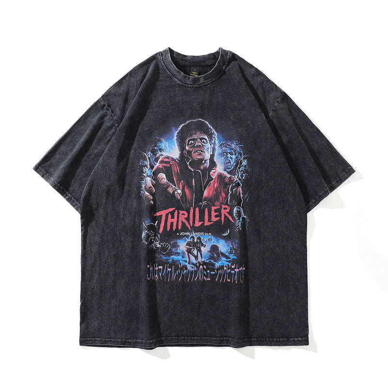 Harajuku Cartoon Print Vintage T-Shirt for Men