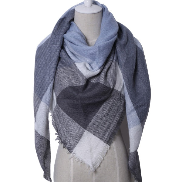 Harajuku Style Winter Triangle Scarf - Cashmere Plaid Shawl