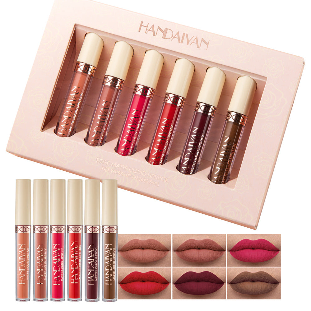 Harajuku Style 6 Matte Rose Lip Gloss Set - Gift Box