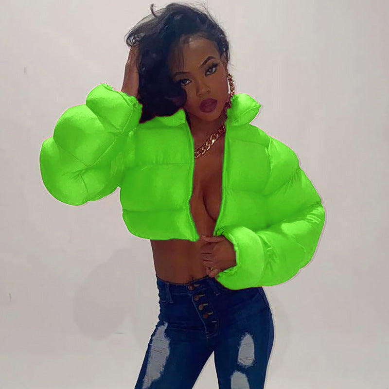 Harajuku Style Contrast Color Short Cotton Coat